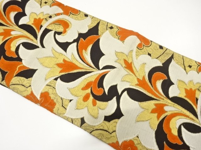 JAPANESE KIMONO / ANTIQUE KARAKUSA PATTERN WOVEN FUKURO OBI (MATERIALS